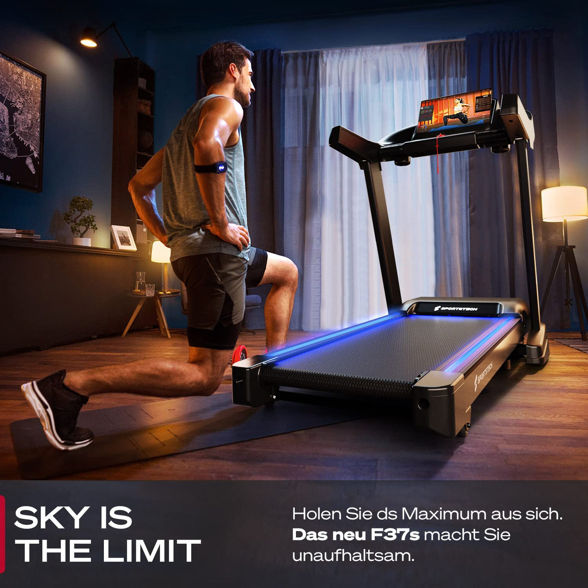Sportstech, Laufband für Zuhause klappbar + 150 kg Nutzergewicht F37s