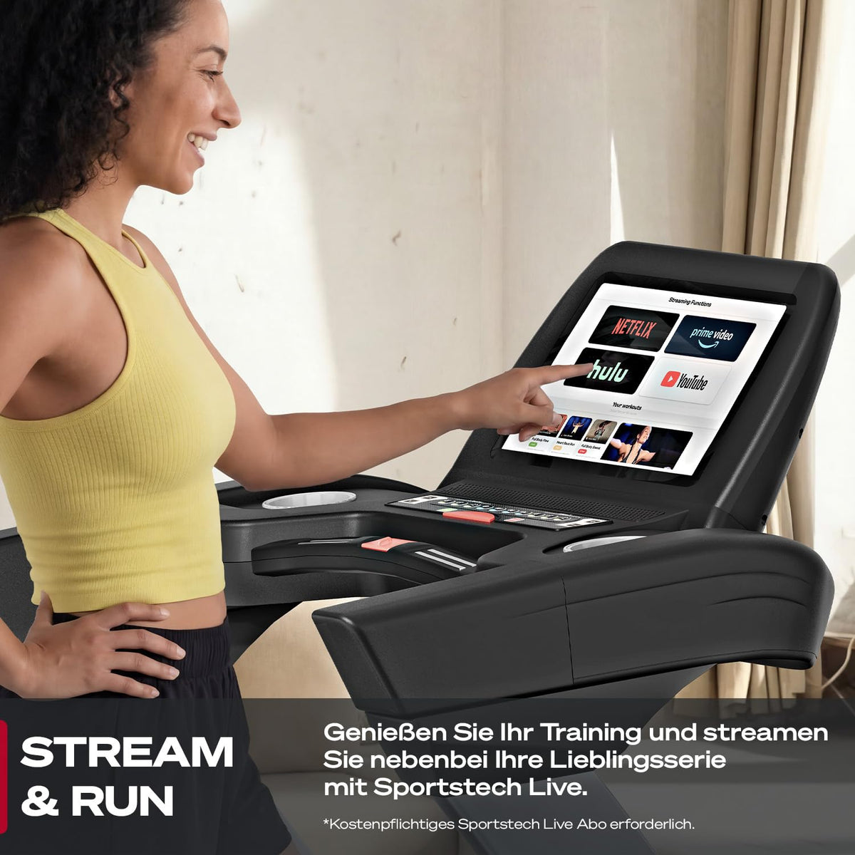 Sportstech, Laufband klappbar mit groรem 21,5-Zoll-Touchdisplay, F75