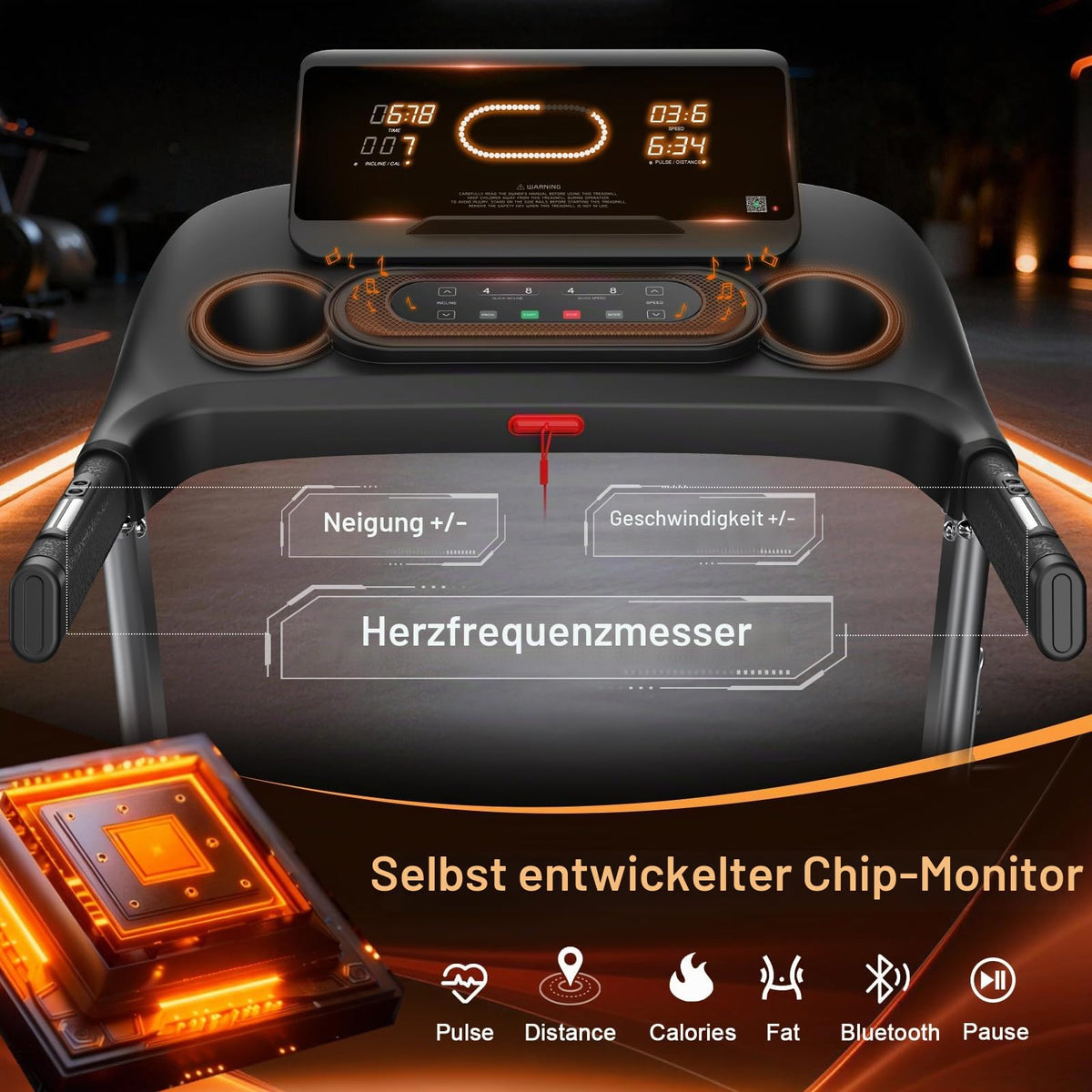 Kitopa Laufband für Zuhause, 48*120CM Laufbereich,Klappbar mit 18% Steigung